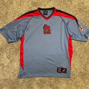 Majestic MLB St.Louis Cardinals Warm Up Jersey Blue Red  Cooperstown
